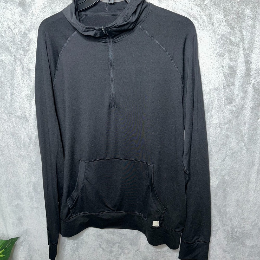 Vuori Ponto Performance Half Zip Hoodie Stretch Performance Large Mens Black EUC
